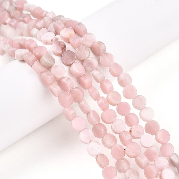 Natural Pink Opal Beads Strands Flat Round 5.5~6.5x2.5~3mm Hole: 0.7mm about 62~68pcs/strand 14.96~15.16 inch(38~38.5cm)