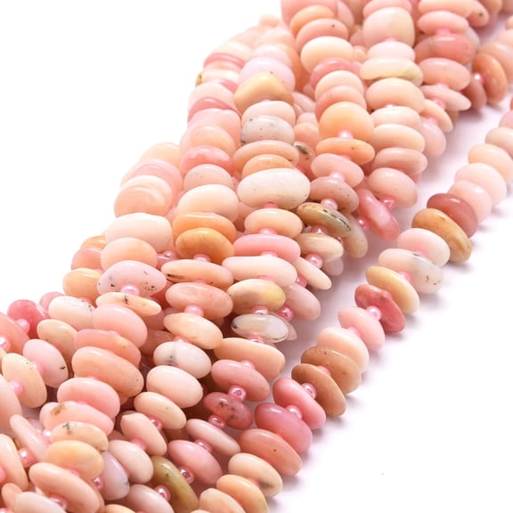 Natural Pink Opal Beads Strands Nuggets 8~11x9~14x1.5~5mm Hole: 0.8mm 74pcs/strand 15.55''(39.5cm)