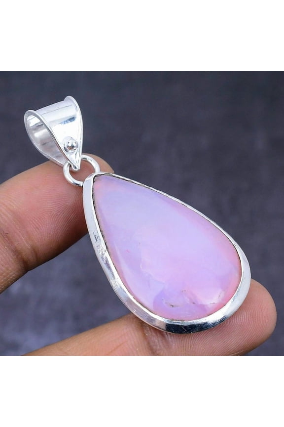 Natural Pink Opal Gemstone 925 Steling Silver Jewelry Pendant 2.17"