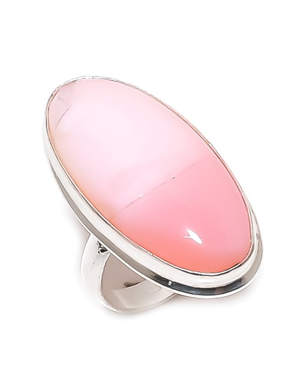 Natural Pink Opal Gemstone 925 Sterling Silver Jewelry Ring Size 6.5