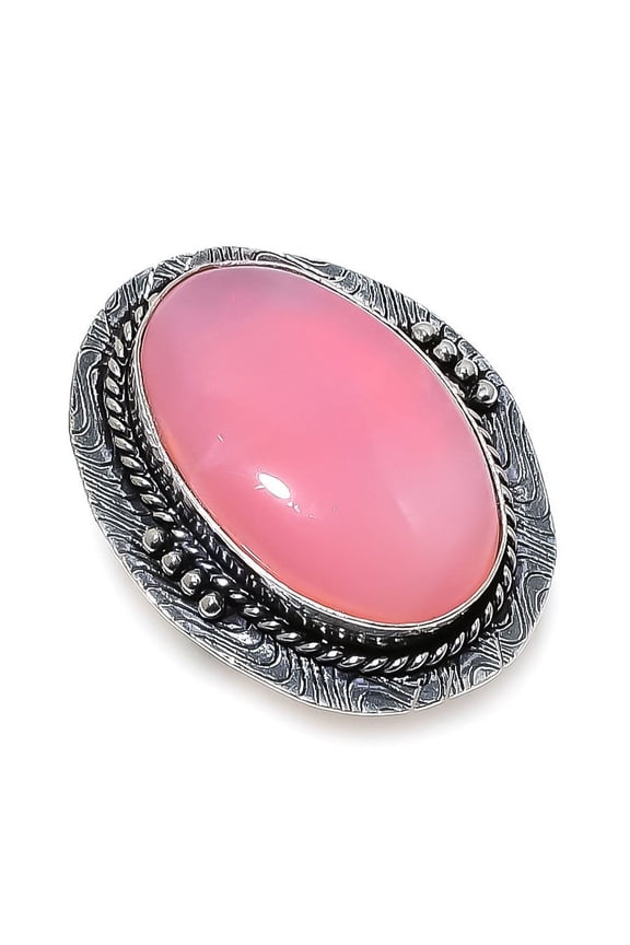 Natural Pink Opal Gemstone 925 Sterling Silver Jewelry Ring Size 7.5