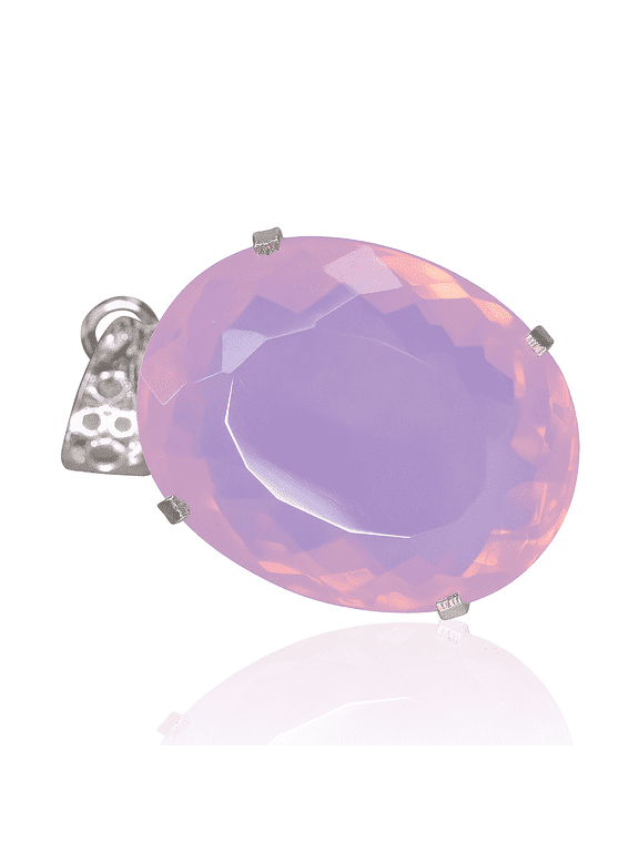Natural Pink Opal Oval Cut 86.10 Sterling Silver Gems Certified Oxidized Pendant