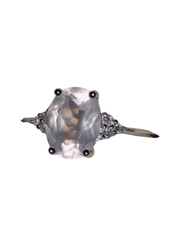 Natural Pink Rose Quartz Ring Oval Cut Gemstone Sterling Silver Romantic Wedding Ring Handmade Elegant Statement Jewelry Gift for Her Rose Gold 4