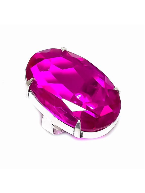 Natural Pink Rubillite Gemstone 925 Sterling Silver Jewelry Ring Size 4