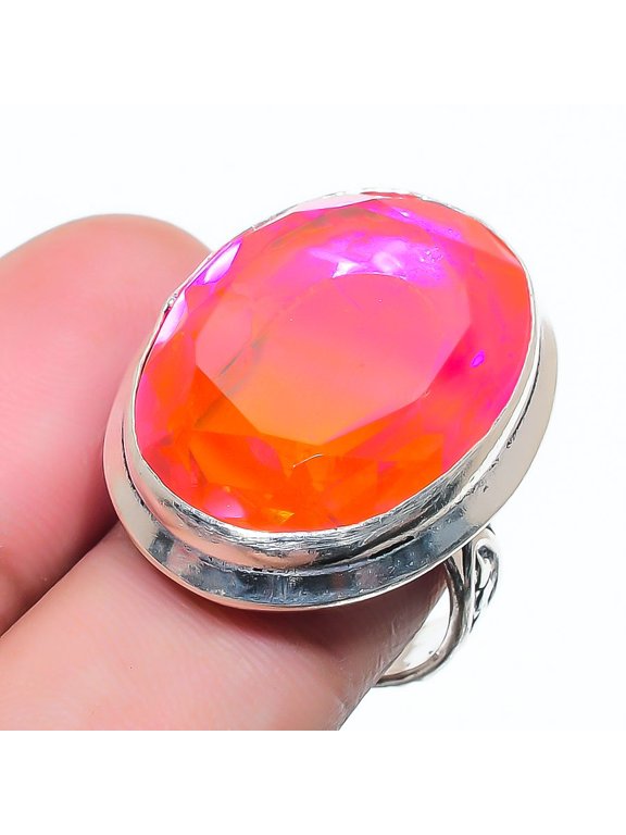 Natural Pink Rubillite Gemstone 925 Sterling Silver Jewelry Ring Size 5