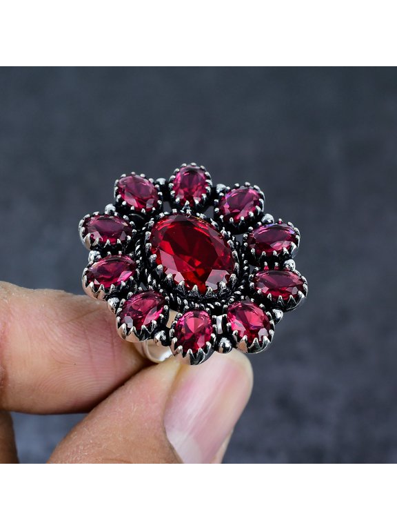 Natural Pink Rubillite Gemstone 925 Sterling Silver Jewelry Ring Size 7