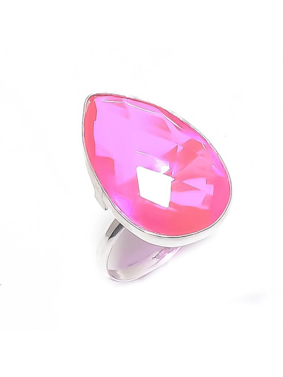 Natural Pink Rubillite Gemstone 925 Sterling Silver Jewelry Ring Size 7