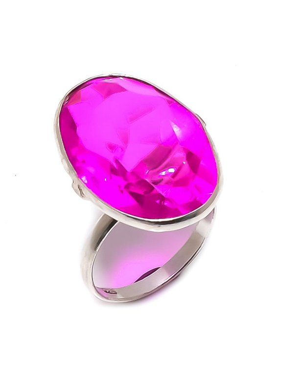 Natural Pink Rubillite Gemstone 925 Sterling Silver Jewelry Ring Size 8