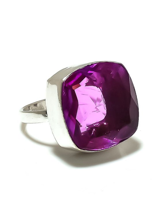 Natural Pink Rubillite Gemstone Handmade 925 Sterling Silver Ring Size 9
