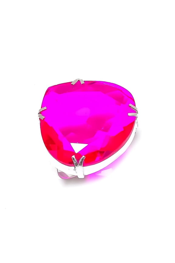 Natural Pink Rubillite Gemstone Handmade 925 Sterling Silver Ring Size 9