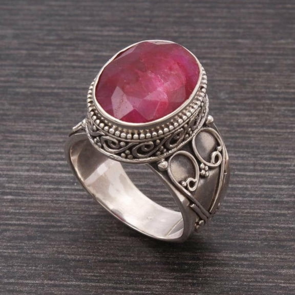 Natural Pink Ruby Gemstone Ring, 925 Sterling Pure Silver Ring, Charm Ring, Healing Crystal Stone Ring, Silver Band Ring, Women Ruby Ring,..