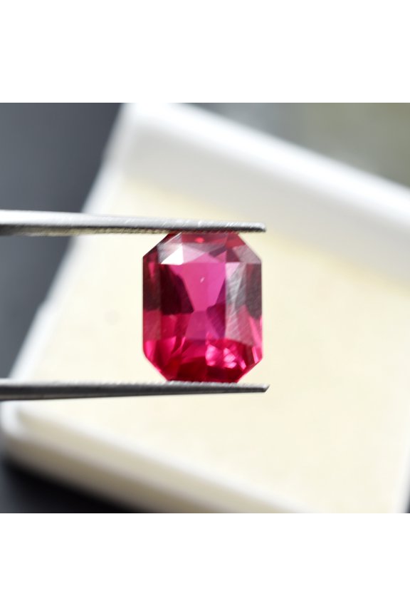 Natural Pink Ruby Perfect Emerald Cut 9.10 Ct CERTIFIED Gemstone Ring Size
