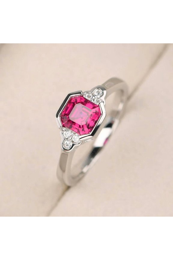 Natural Pink Ruby Ring, 925 Sterling Silver Ring, Gift for Her, Gemstone Ring, Birthstone Rings for Women, Gift For Her