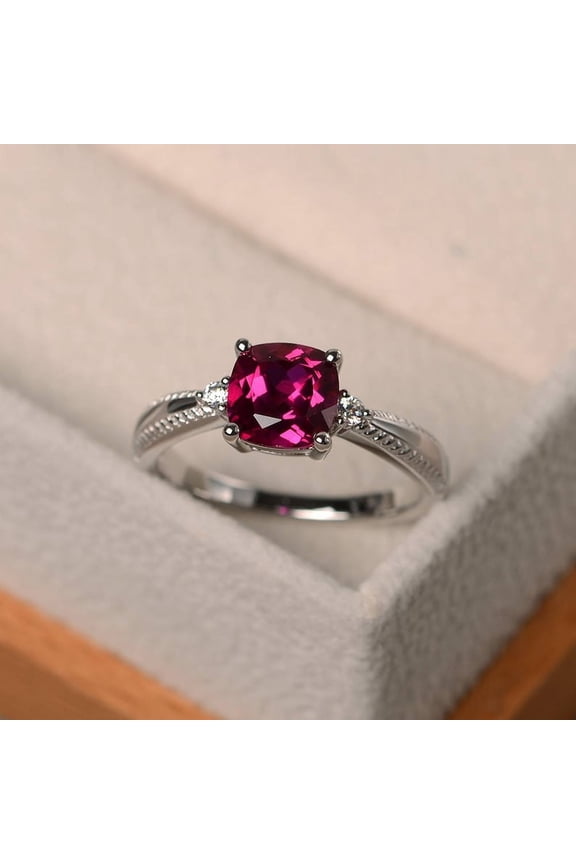 Natural Pink Ruby Ring, 925 Sterling Silver Ring, Gift for Her, Gemstone Ring, Birthstone Rings for Women, Gift For Her