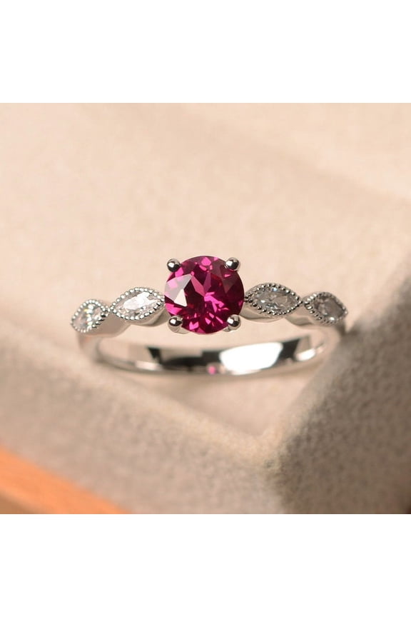 Natural Pink Ruby Ring, 925 Sterling Silver Ring, Gift for Her, Gemstone Ring, Birthstone Rings for Women, Gift For Her