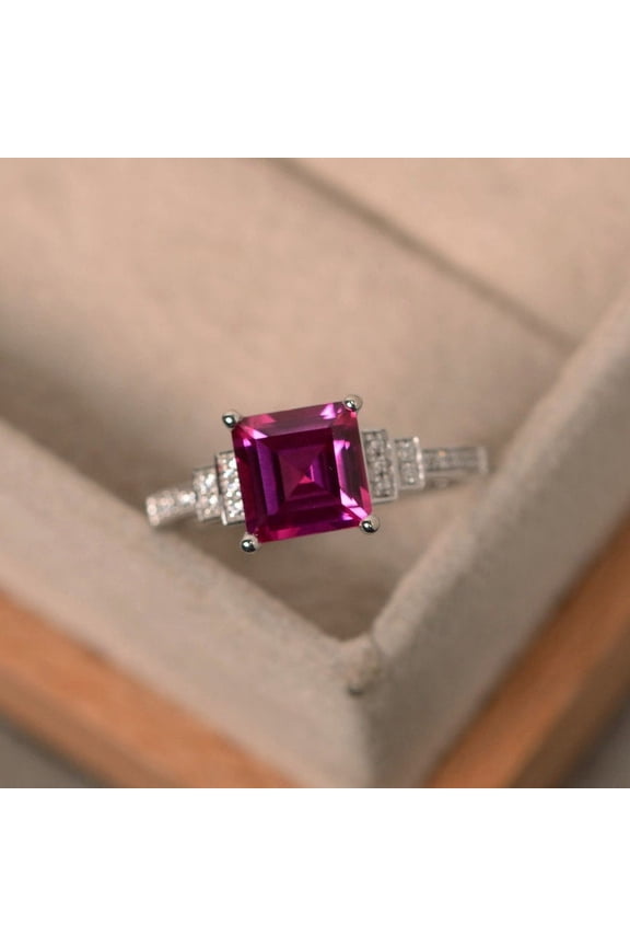 Natural Pink Ruby Ring, 925 Sterling Silver Ring, Gift for Her, Gemstone Ring, Birthstone Rings for Women, Gift For Her