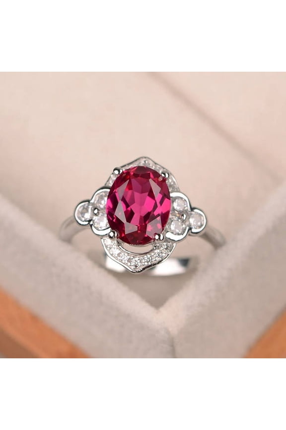 Natural Pink Ruby Ring, 925 Sterling Silver Ring, Gift for Her, Gemstone Ring, Birthstone Rings for Women, Gift For Her