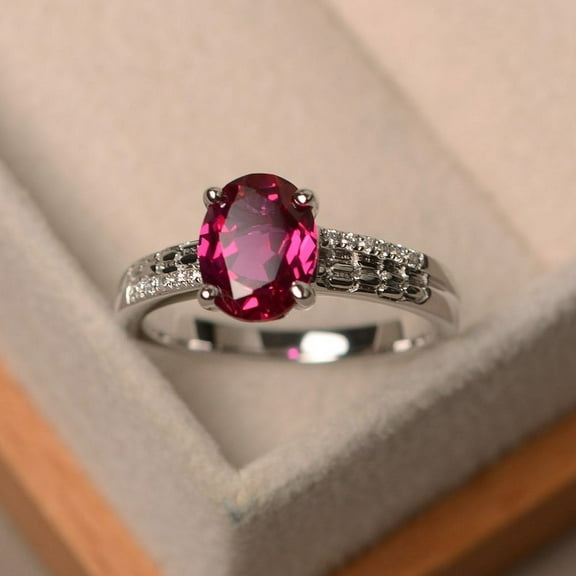 Natural Pink Ruby Ring, 925 Sterling Silver Ring, Gift for Her, Gemstone Ring, Birthstone Rings for Women, Gift For Her