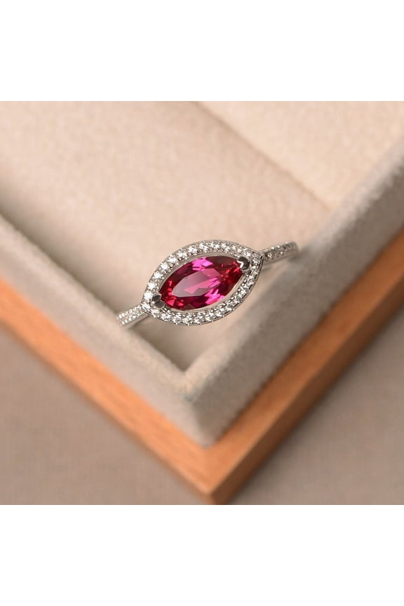 Natural Pink Ruby Ring, 925 Sterling Silver Ring, Gift for Her, Gemstone Ring, Birthstone Rings for Women, Gift For Her