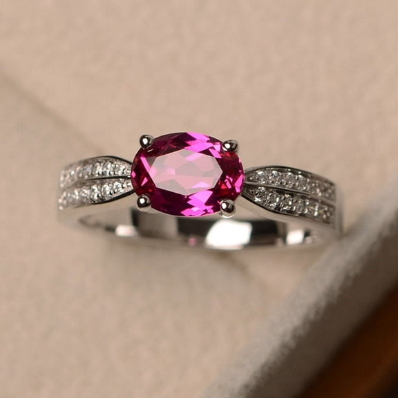 Natural Pink Ruby Ring, 925 Sterling Silver Ring, Gift for Her, Gemstone Ring, Birthstone Rings for Women, Gift For Her