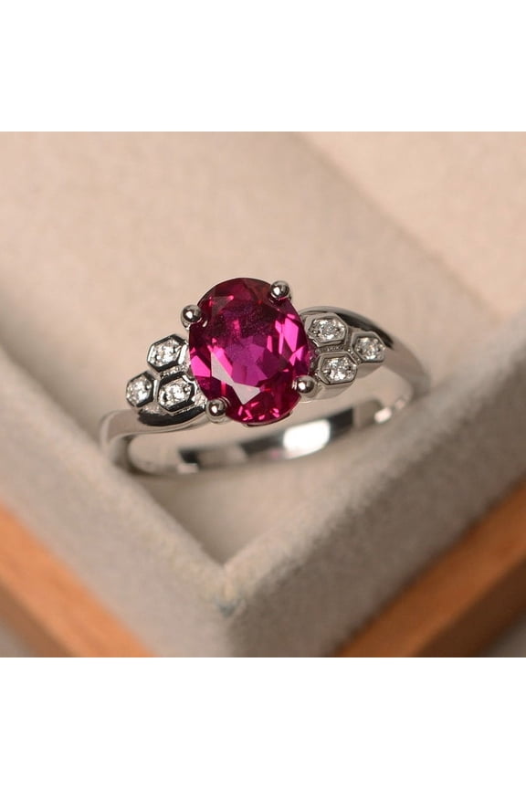 Natural Pink Ruby Ring, 925 Sterling Silver Ring, Gift for Her, Gemstone Ring, Birthstone Rings for Women, Gift For Her