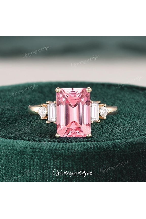 Natural Pink Sapphire 925 Sterling Silver Ring,Engagemant Ring, Birthstone Rings for Women, Gift For Her