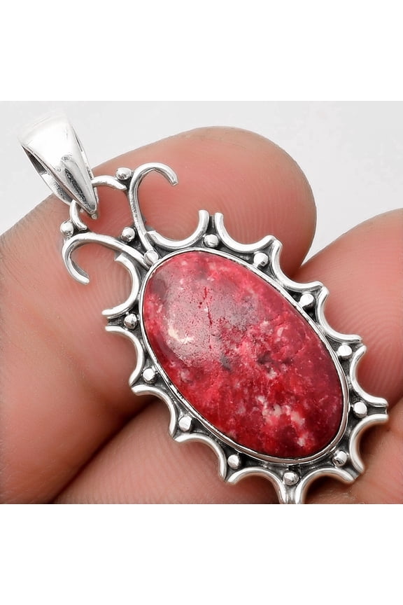 Natural Pink Thulite - Norway 925 Sterling Silver Pendant Jewelry P-1249 SDP107306