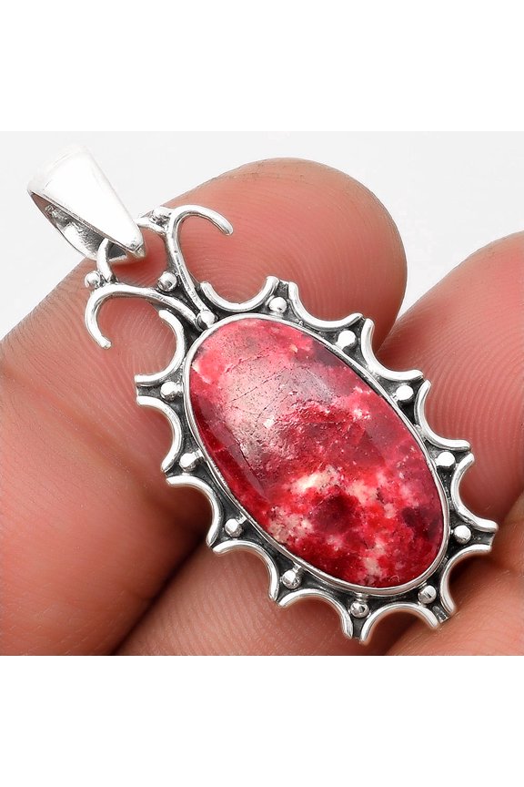 Natural Pink Thulite - Norway 925 Sterling Silver Pendant Jewelry P-1249 SDP107336