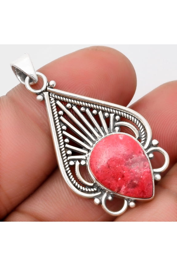 Natural Pink Thulite - Norway 925 Sterling Silver Pendant Jewelry P-1541 SDP107391