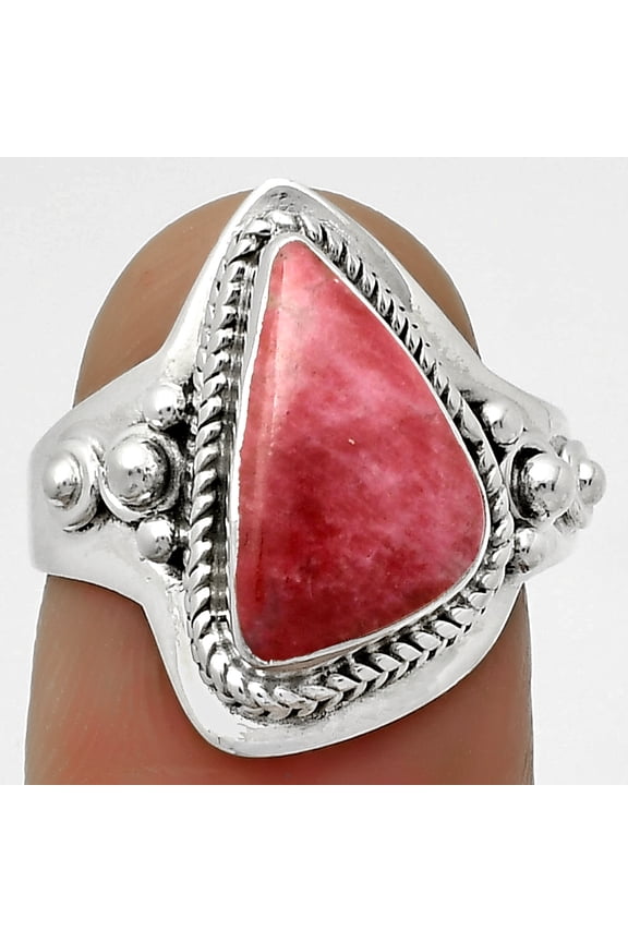 Natural Pink Thulite - Norway 925 Sterling Silver Ring s.7.5 Jewelry R-1420 SDR170269