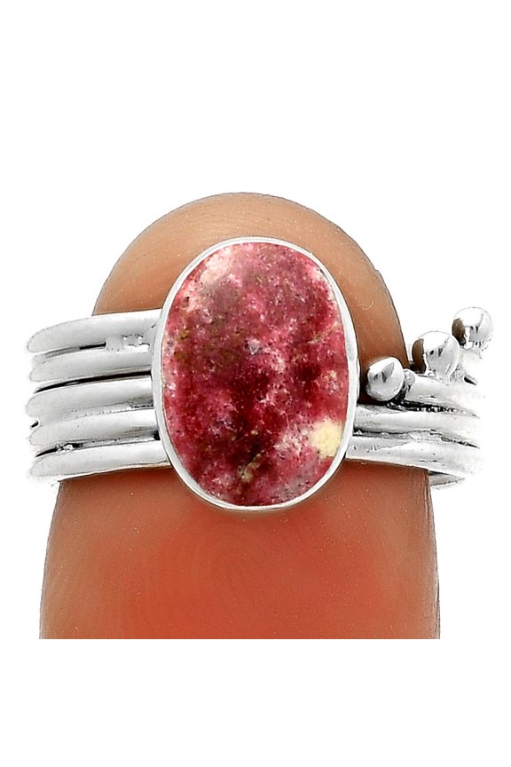 Natural Pink Thulite - Norway 925 Sterling Silver Ring s.7 Jewelry R-1492 SDR175566