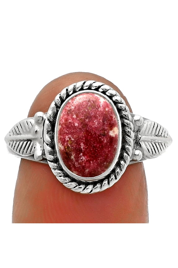 Natural Pink Thulite - Norway 925 Sterling Silver Ring s.8.5 Jewelry R-1403 SDR175680