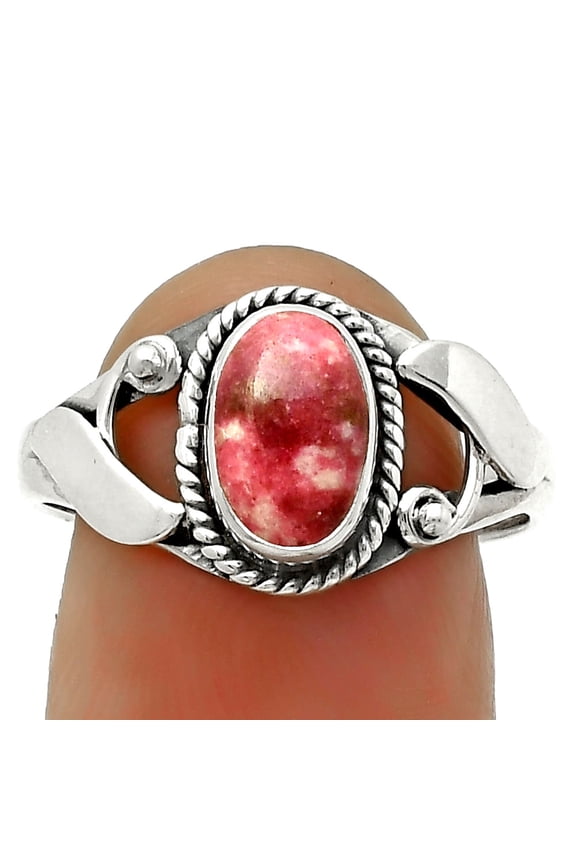 Natural Pink Thulite - Norway 925 Sterling Silver Ring s.8.5 Jewelry R-1405 SDR171200