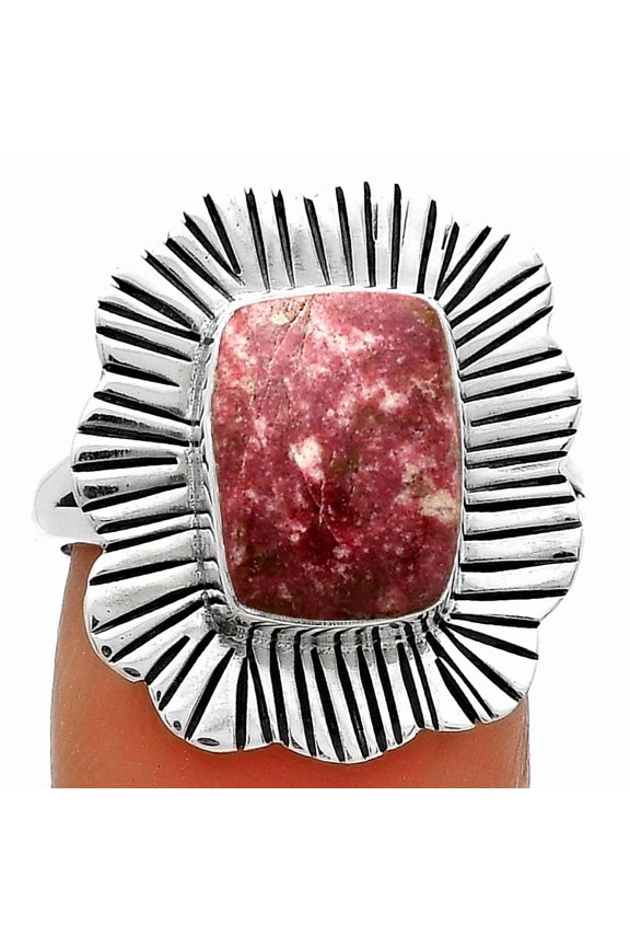 Natural Pink Thulite - Norway 925 Sterling Silver Ring s.8 Jewelry R-1086 SDR175590