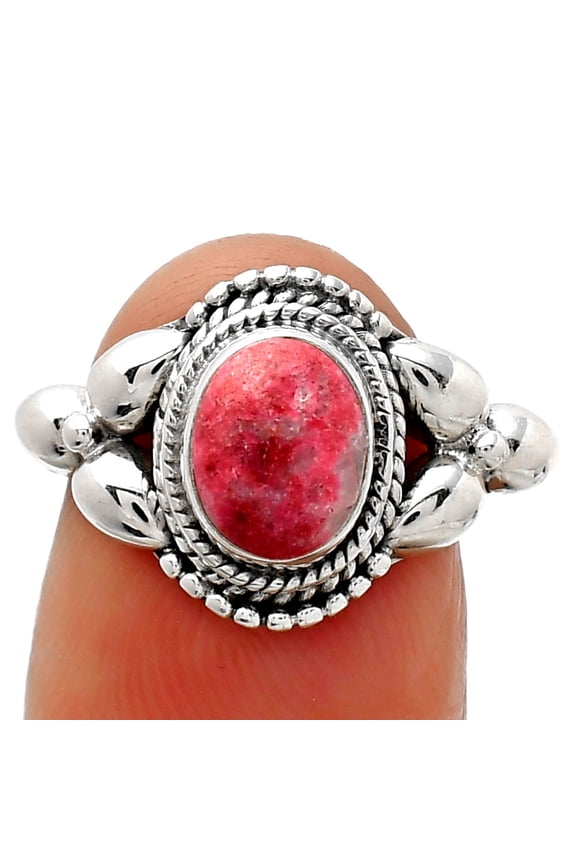 Natural Pink Thulite - Norway 925 Sterling Silver Ring s.8 Jewelry R-1286 SDR157892