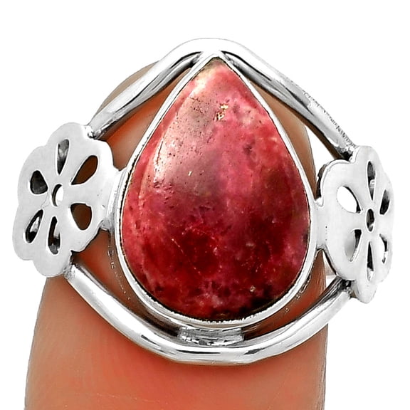 Natural Pink Thulite - Norway 925 Sterling Silver Ring s.8 Jewelry R-1497 SDR172115