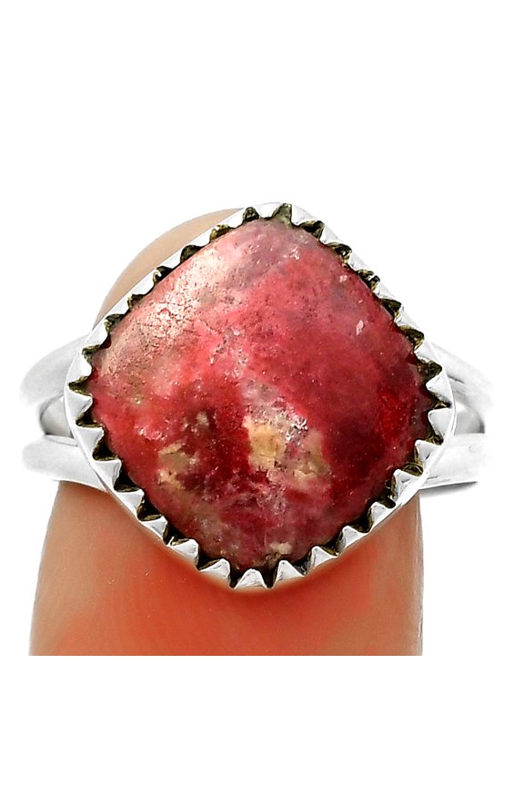Natural Pink Thulite - Norway 925 Sterling Silver Ring s.9 Jewelry R-1210 SDR172366