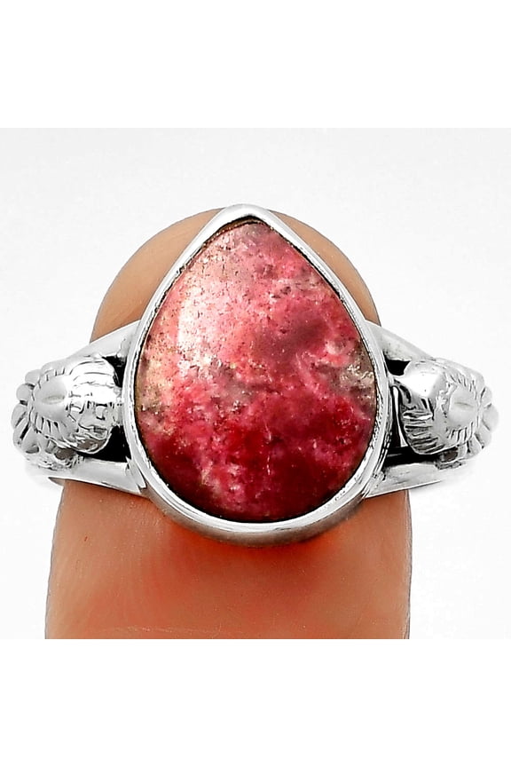 Natural Pink Thulite - Norway 925 Sterling Silver Ring s.9 Jewelry R-1261 SDR172672