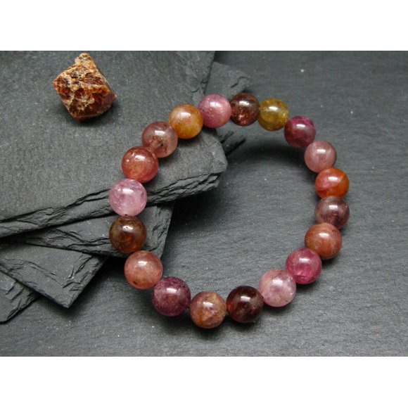 Natural Pink Tourmaline 10mm Round Shape Smooth Cut Beads Stretchable Bracelet for Men & Women.