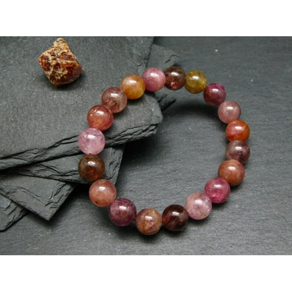 Natural Pink Tourmaline 10mm Round Shape Smooth Cut Beads Stretchable Bracelet for Men & Women.