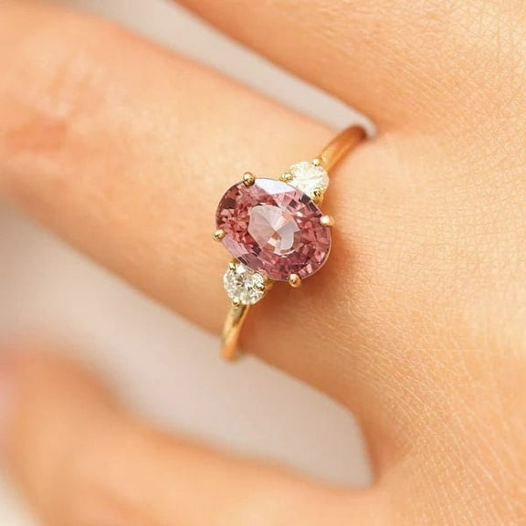 Natural Pink Tourmaline 14K Solid Gold Ring/Solitaire Anniversary Ring For Women/Minimalistic Style/October Birthstone Ring/Gift For her