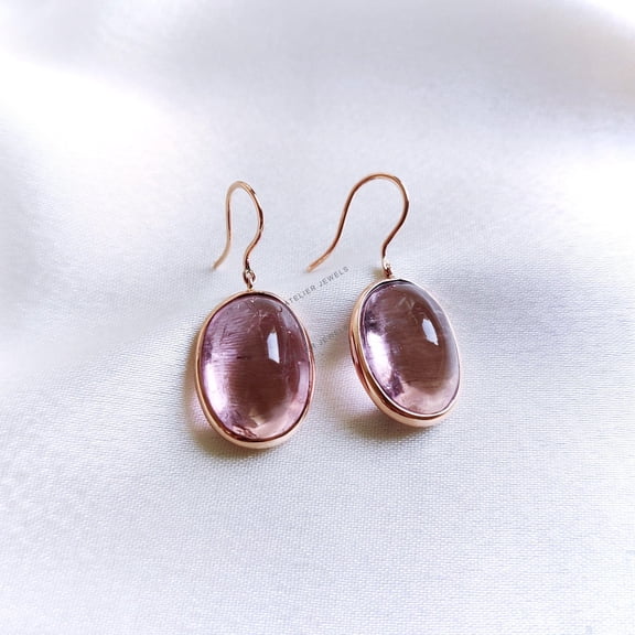 Natural Pink Tourmaline Earrings, 14K Solid Rose Gold Tourmaline Earrings, October Birthstone Earrings, Tourmaline Jewelry, Christmas Gift