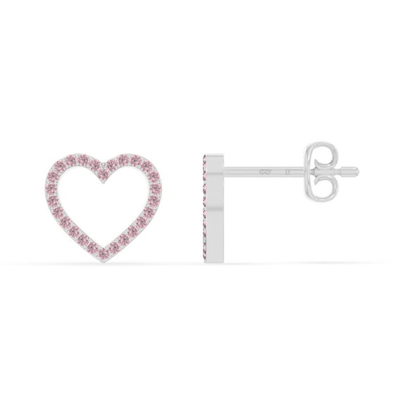 Natural Pink Tourmaline Heart Stud Earrings for Women in Sterling Silver, October Birthstone Jewelry Gifts for Her Birthday, Wedding Anniversary, Party, Mothers Day, Christmas, Graduation