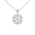 thumbnail image 1 of Natural Pink Tourmaline with Moissanite Designer Square Pendant Necklaces for Women in Sterling Silver,October Birthstone Jewelry Gifts for Her Birthday,Anniversary,Mothers Day,Christmas,Valentines, 1 of 7