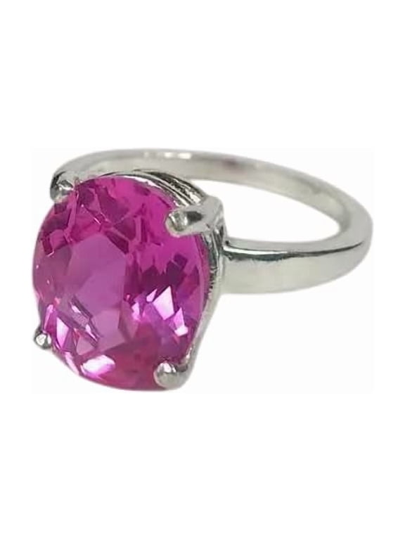Natural Pink Tourmaline, Pink Tourmaline Gemstone Ring, October Birthstone, Fine Ring Womens Ring, Gold Micron, 925 Sterling Silver, Cluster Ring, Dainty Minimalist Stacking jewelry, Anniversary Ring
