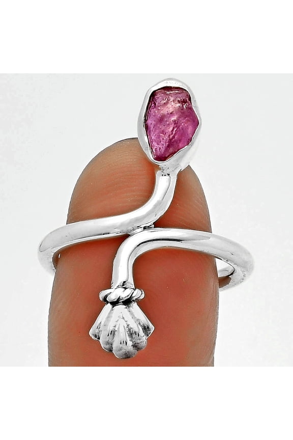 Natural Pink Tourmaline Rough 925 Sterling Silver Ring s.7.5 Jewelry R-1482 SDR175058