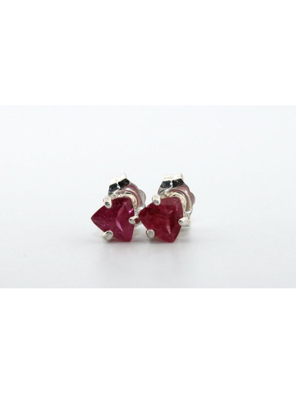 Natural Pink Tourmaline Triangle Sterling Silver Earrings NT309