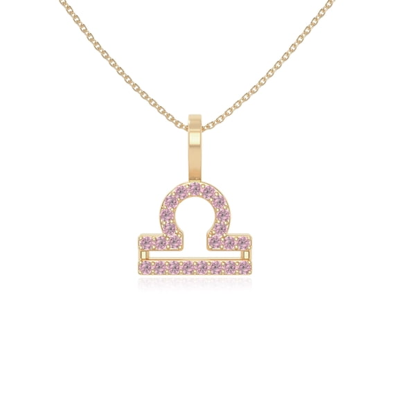 Natural Pink Tourmaline Zodiac-Libra Pendant Necklaces for Women in 18K Yellow Gold Vermeil, October Birthstone Jewelry Gifts for Her Birthday, Anniversary, Mothers Day,Party, Graduation, Valentines