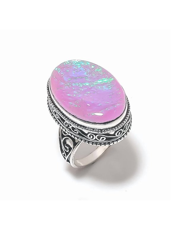 Natural Pink Triplet Opal 925 Sterling Silver Jewelry Ring Size 10.5