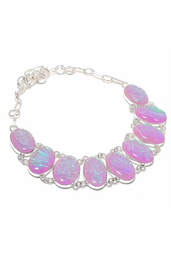 Natural Pink Triplet Opal Gemstone 925 Sterling Silver Jewelry Necklace 18"